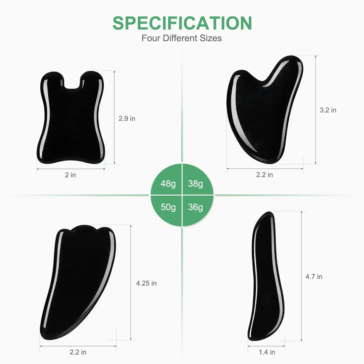 airogym Guasha Massage Tool, Natural Gua Sha Board, 4PCS for SPA & Therapy | Muscle & Facial Care - view 3