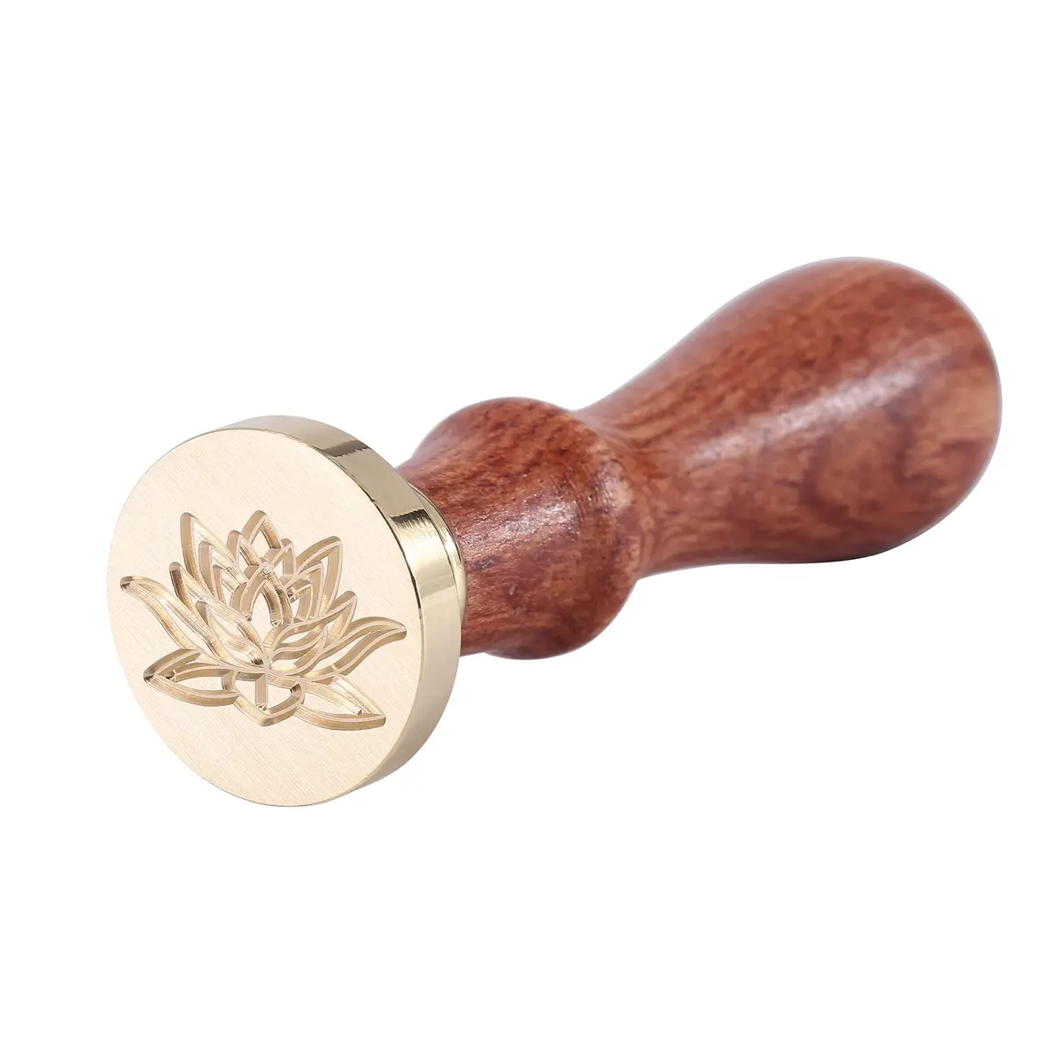 Yoption Lotus Flower Wax Seal Stamp | 25mm Copper & Rosewood Handle for Invitations & Gift Packing - view 5
