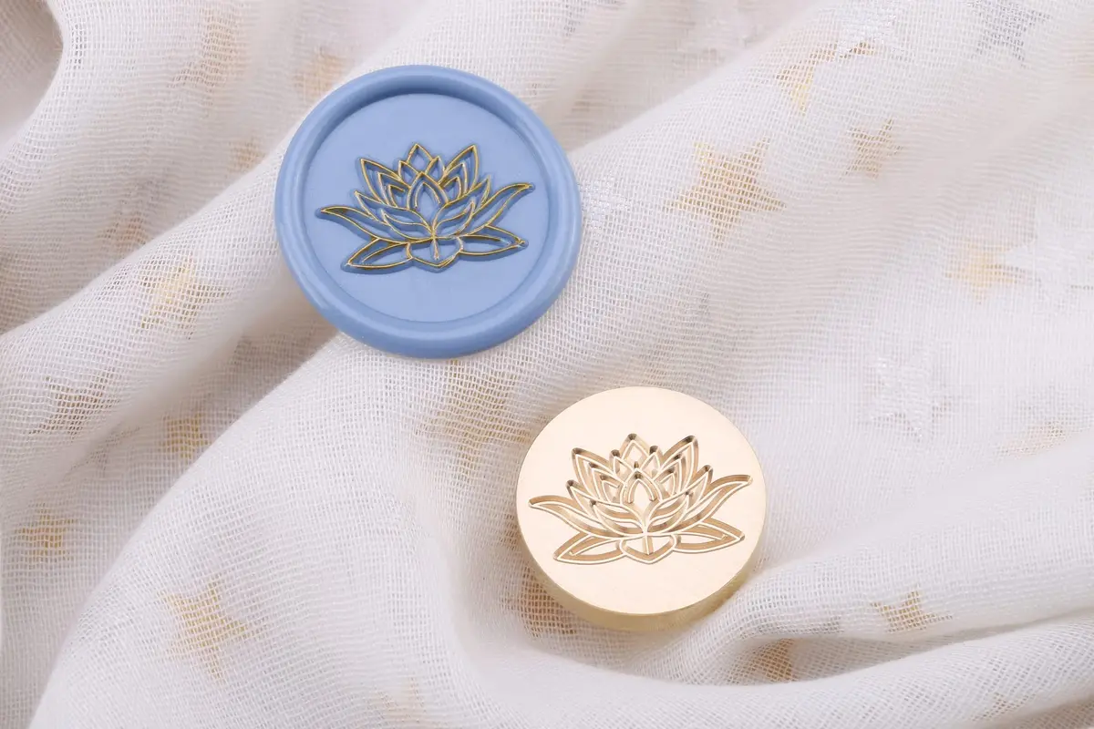Yoption Lotus Flower Wax Seal Stamp | 25mm Copper & Rosewood Handle for Invitations & Gift Packing - view 7