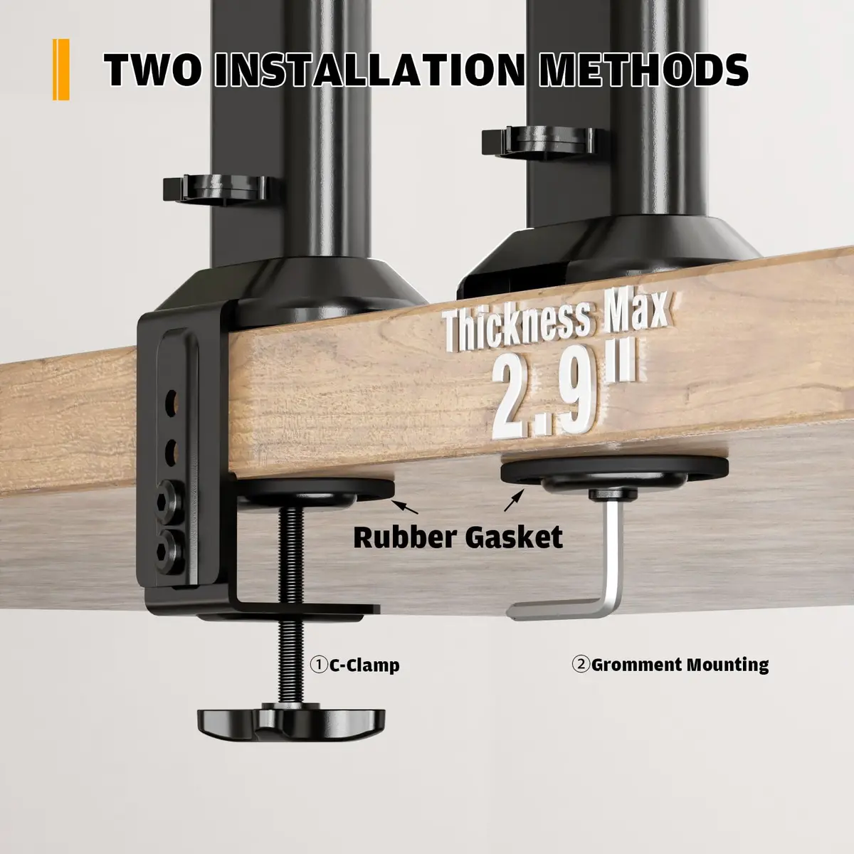 Hemudu Dual Monitor Articulating Desk Mount Arm Stand - Supports Two 13-34 Inch Monitors | Ergonomic, Space-Saving - view 2