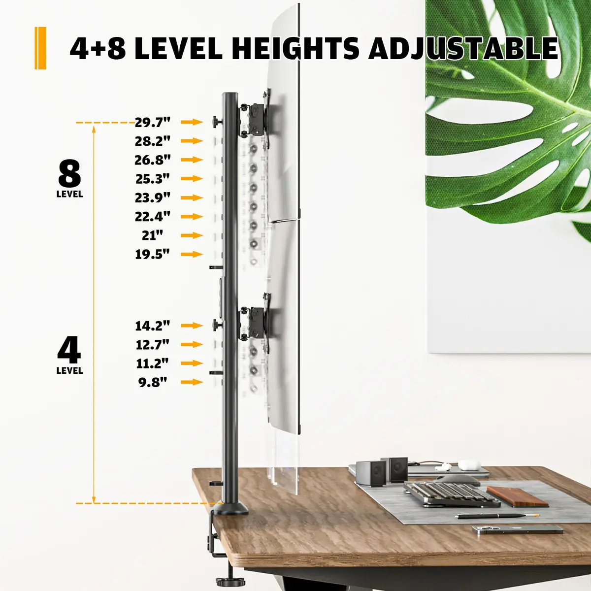 Hemudu Dual Monitor Articulating Desk Mount Arm Stand - Supports Two 13-34 Inch Monitors | Ergonomic, Space-Saving - view 4