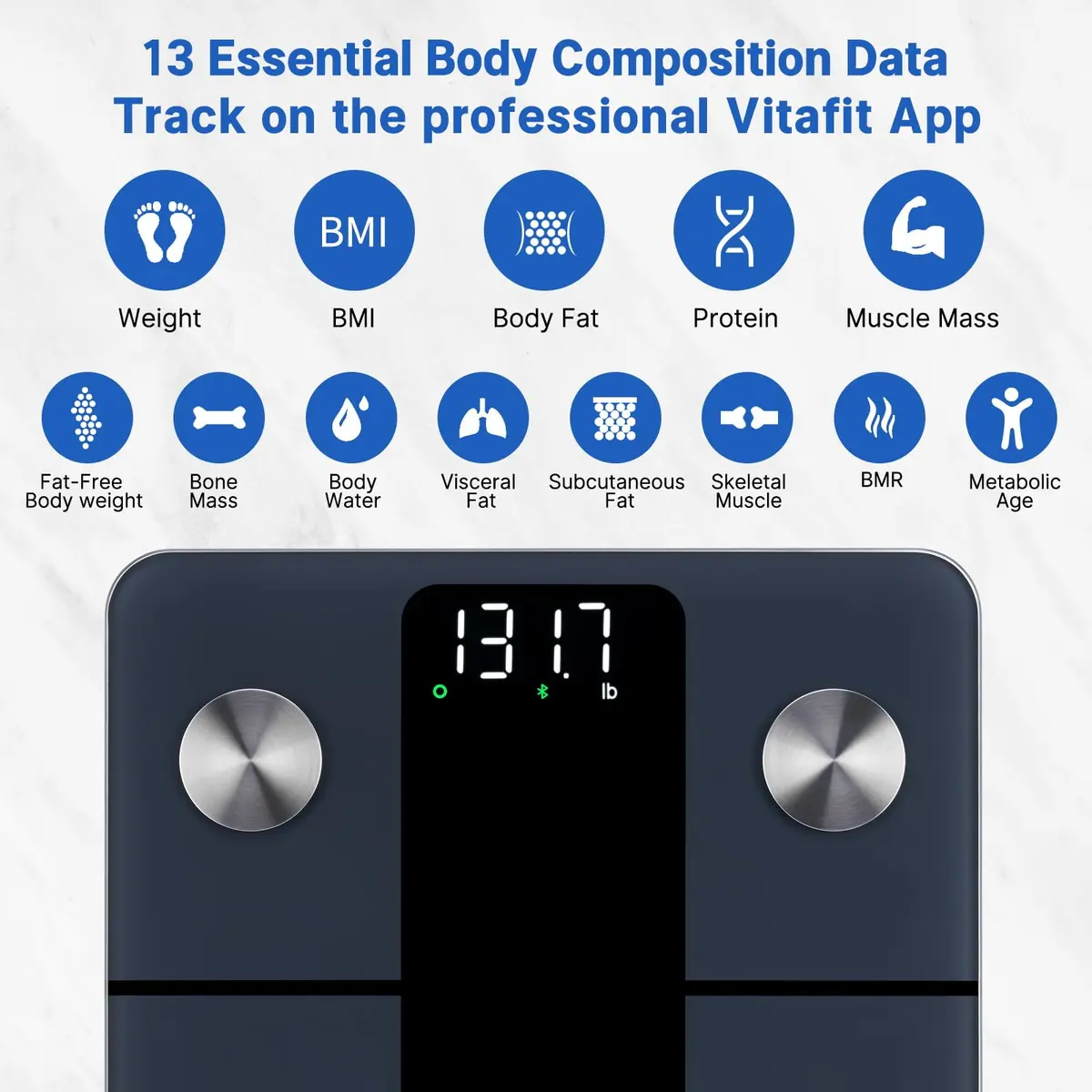 Vitafit Smart Body Weight Scale 1.15 kg (2.54 lb) | High Accuracy 0.05 kg (0.1 lb) with 13 Body Compositions - view 5