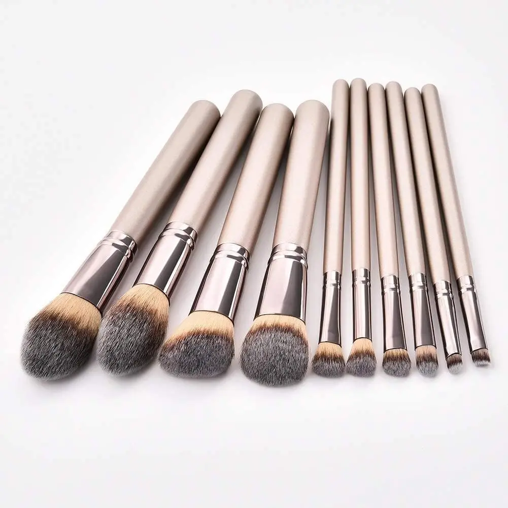 Hexue 10 pcs Champagne Gold Makeup Brush Set, 16 Brushes | Cruelty-Free Silky Synthetic Fibers - view 7