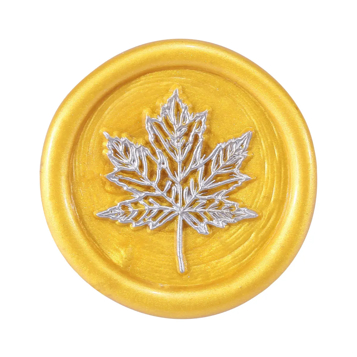 Yoption Fall Maple Leaf Wax Seal Stamp for Envelope and Invitation Seals | 25mm Diameter, Copper & Rosewood Handle - view 3