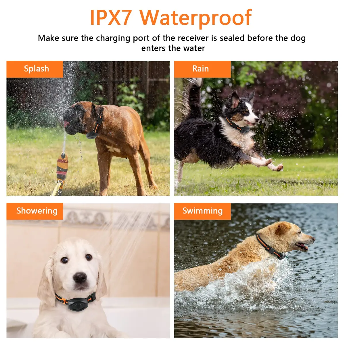MAISOIE IPX7 Waterproof Dog Training Collar with Remote | 1300ft Range, 3 Modes, Rechargeable, Orange - view 5
