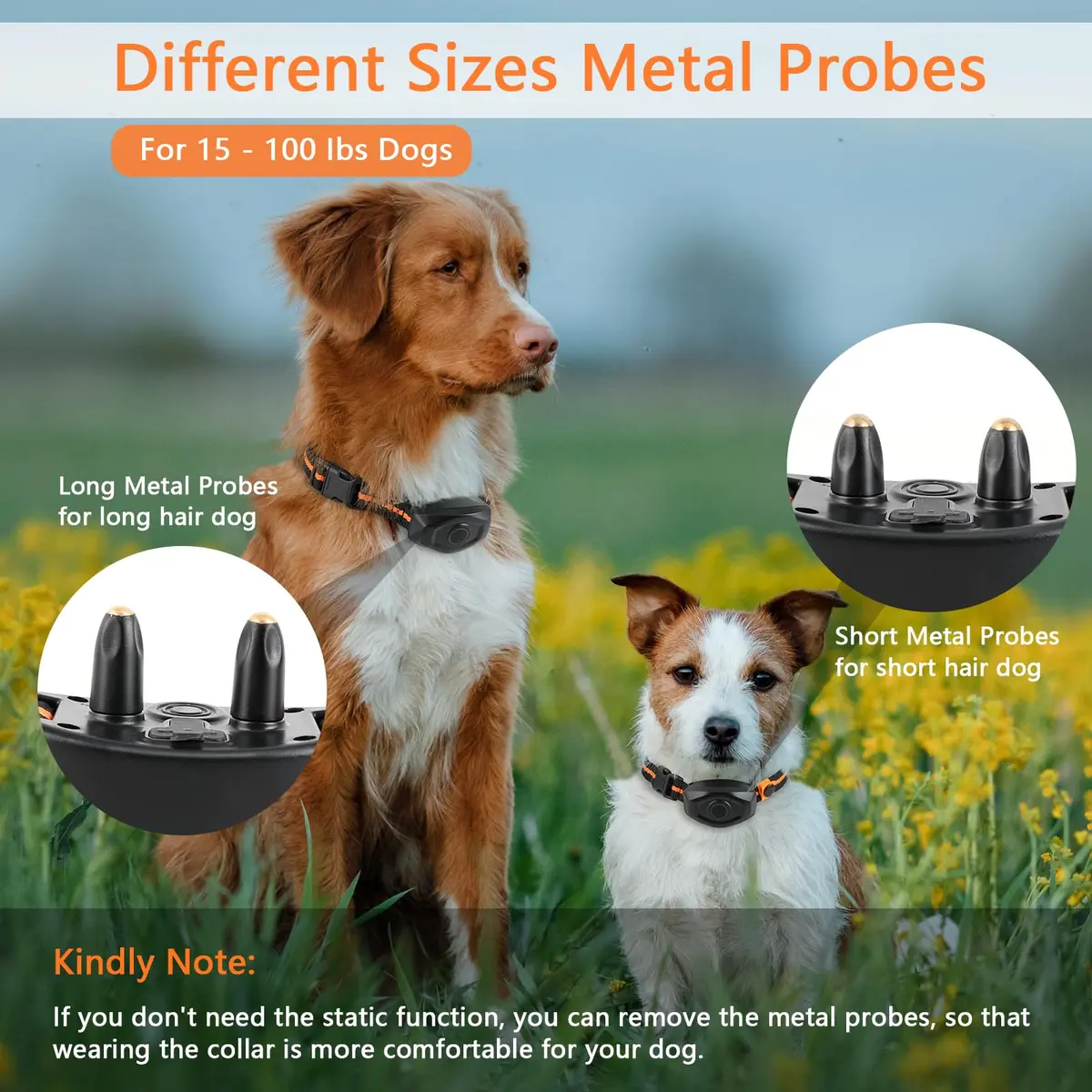 MAISOIE IPX7 Waterproof Dog Training Collar with Remote | 1300ft Range, 3 Modes, Rechargeable, Orange - view 3
