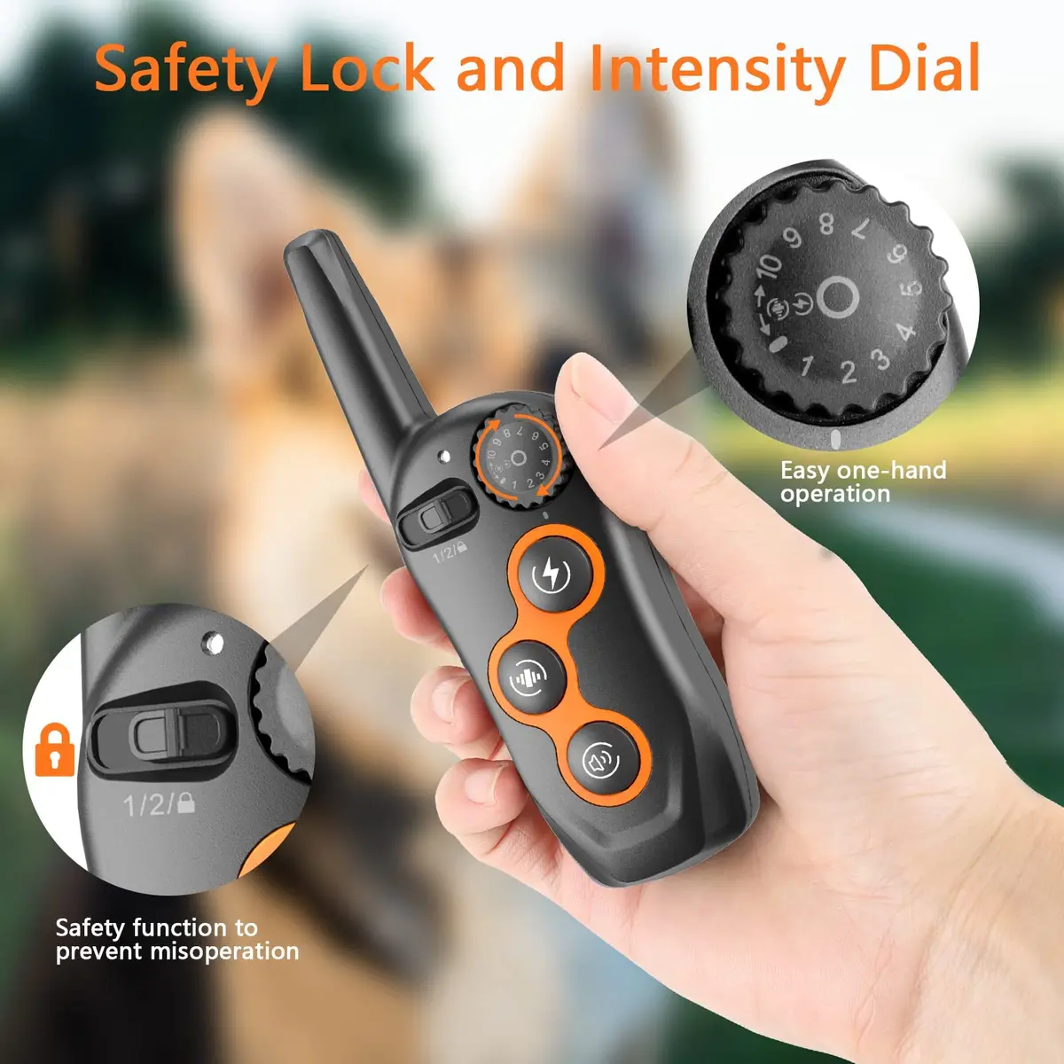 MAISOIE IPX7 Waterproof Dog Training Collar with Remote | 1300ft Range, 3 Modes, Rechargeable, Orange - view 4