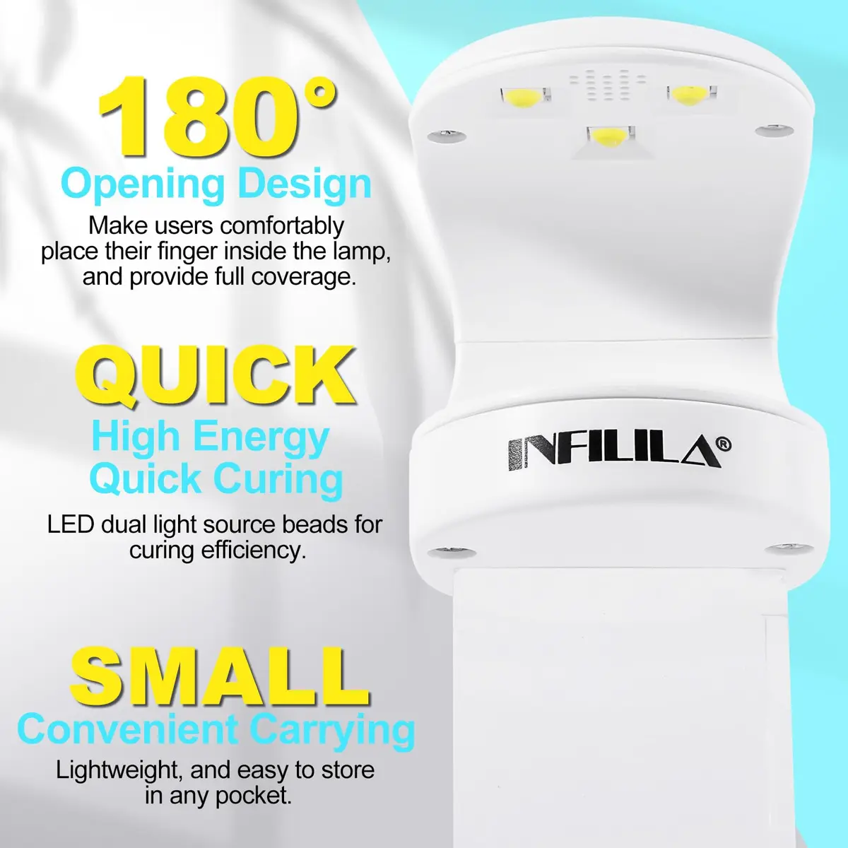 NXJ INFILILA Mini UV LED Nail Lamp 16W, Portable USB Gel Dryer | Single Finger Curing - view 4