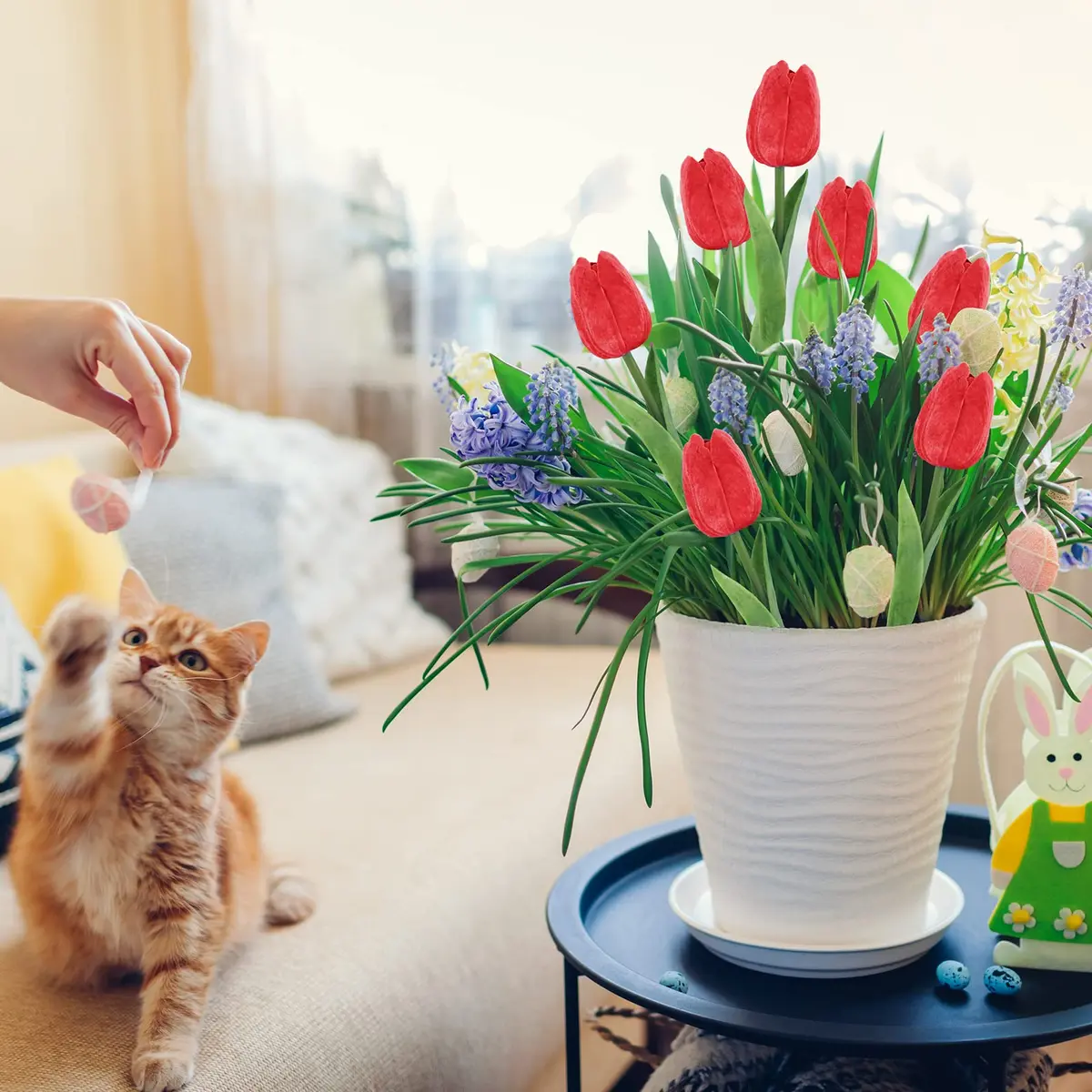 Winlyn Red 20 Pcs Artificial Tulip Flowers 34.8 cm (13.7") | Real Touch PU Blooms for Spring Decor - view 8