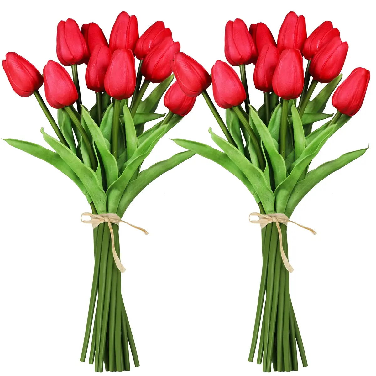 Winlyn Red 20 Pcs Artificial Tulip Flowers 34.8 cm (13.7") | Real Touch PU Blooms for Spring Decor - view 2