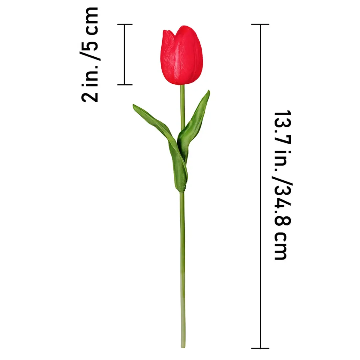 Winlyn Red 20 Pcs Artificial Tulip Flowers 34.8 cm (13.7") | Real Touch PU Blooms for Spring Decor - view 3