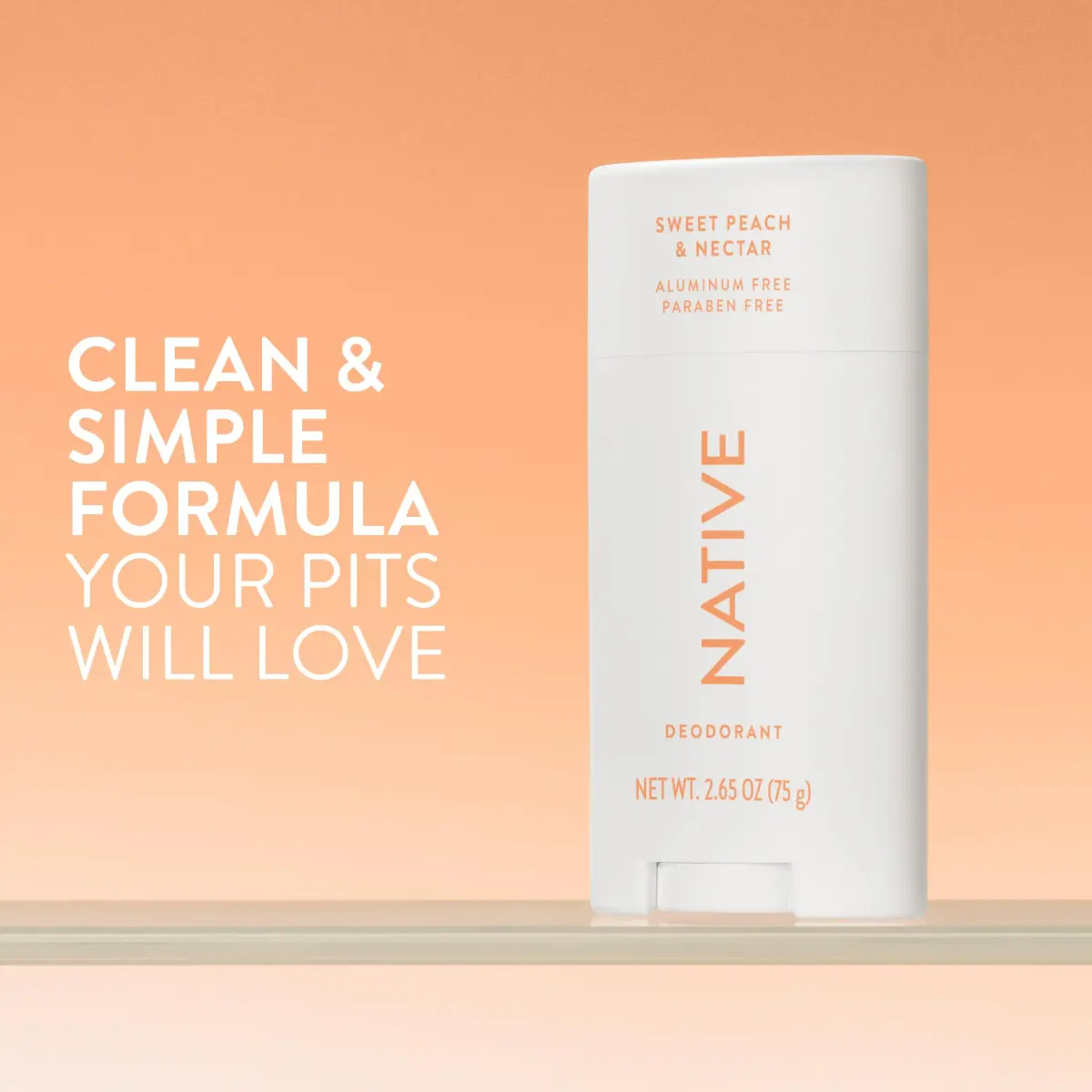 Native Natural Deodorant Sweet Peach & Nectar 75g (2.65oz) | 72-Hour Odor Control - view 2