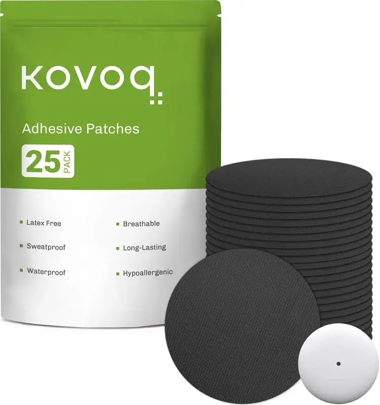 KOVOQ Black 25 Pack Libre 2 &Plus &Lingo Sensor Covers & Hardshell Cover | Hypoallergenic Adhesive Bandages - main product image
