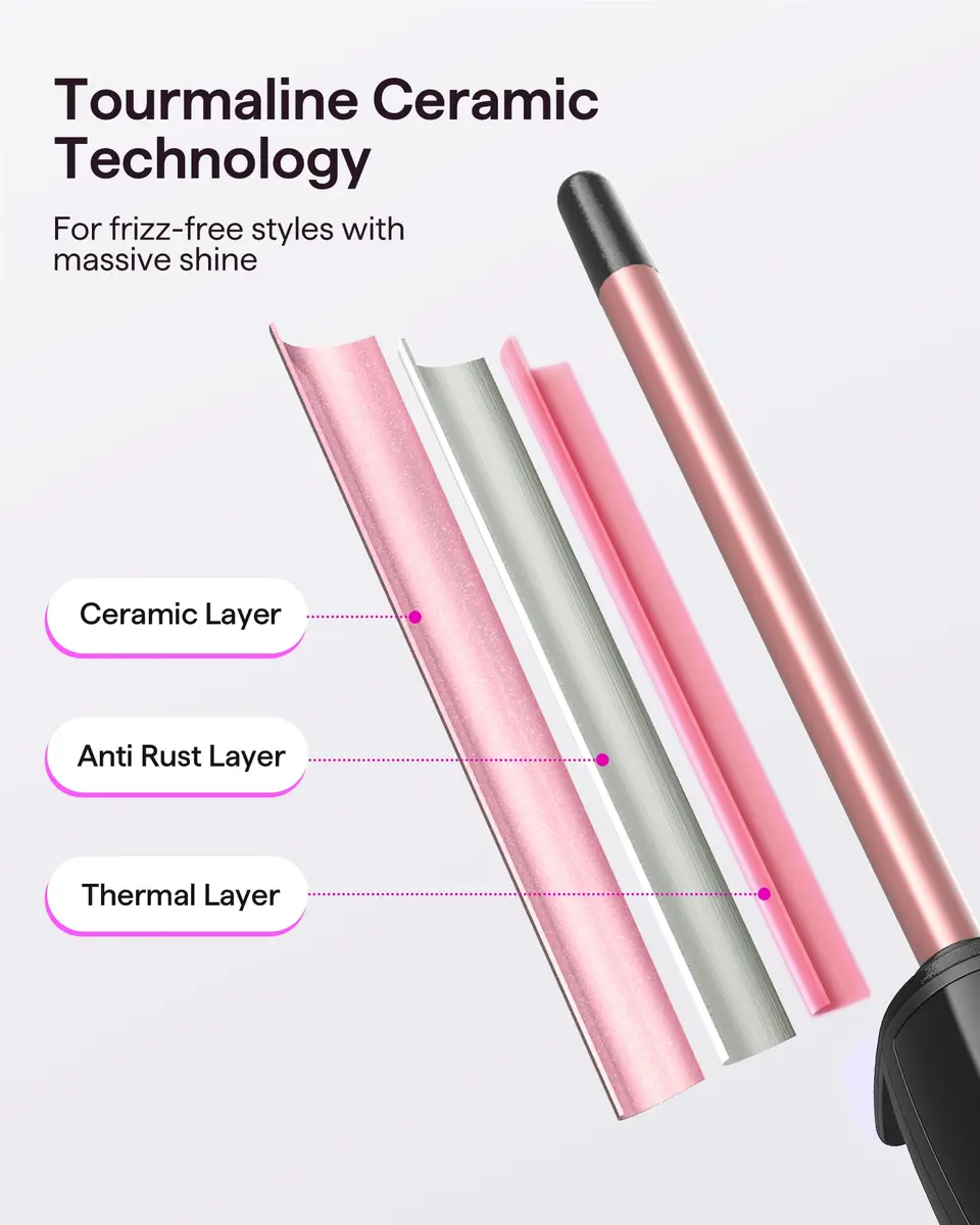 wavytalk Small Curling Iron 3/8 Inch Ceramic Barrel | Fast Heat & Travel Ready - view 4