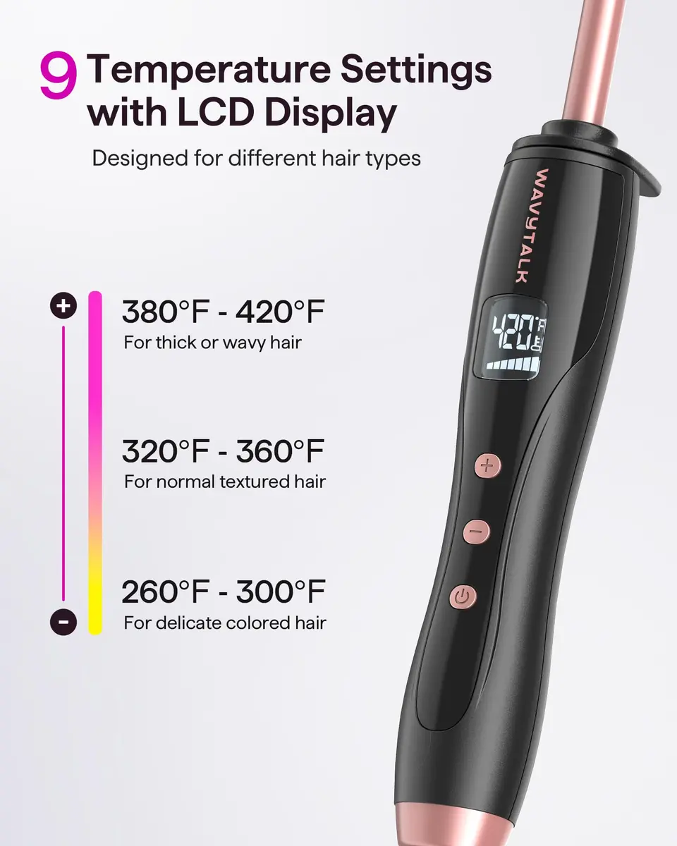 wavytalk Small Curling Iron 3/8 Inch Ceramic Barrel | Fast Heat & Travel Ready - view 3