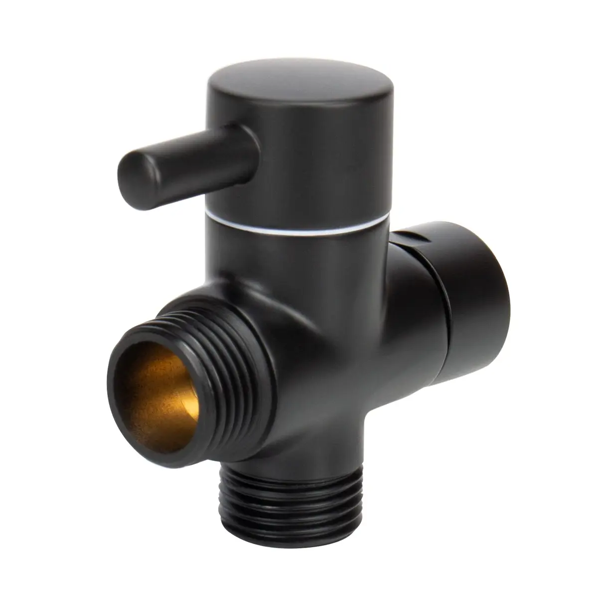 NearMoon Solid Brass G1/2" Shower Arm All Metal Universal 3-Way Diverter Valve for Handheld and Fixed Head, Replacement Component Adapter (Matte Black) | Durable Brass - main product image