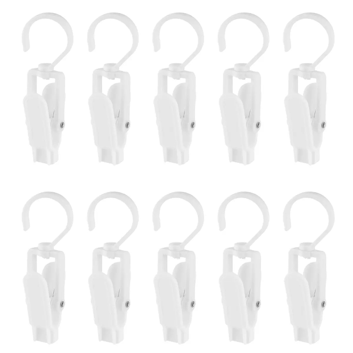 Jiozermi 10 PCS Laundry Hooks Clip | Plastic Clothes Pins, White, 4.13" - main product image