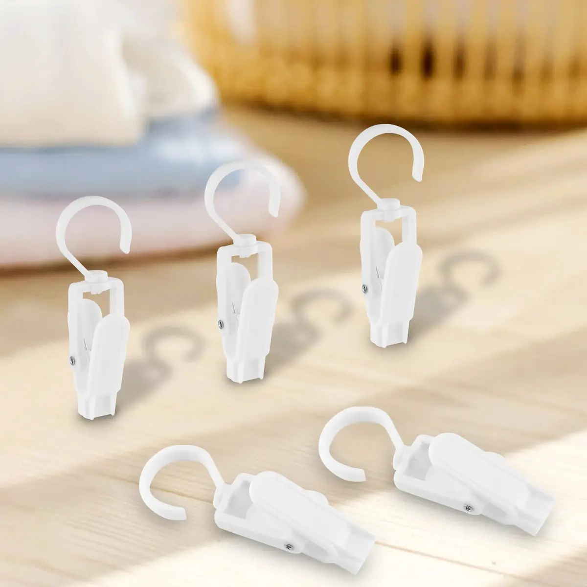 Jiozermi 10 PCS Laundry Hooks Clip | Plastic Clothes Pins, White, 4.13" - view 6