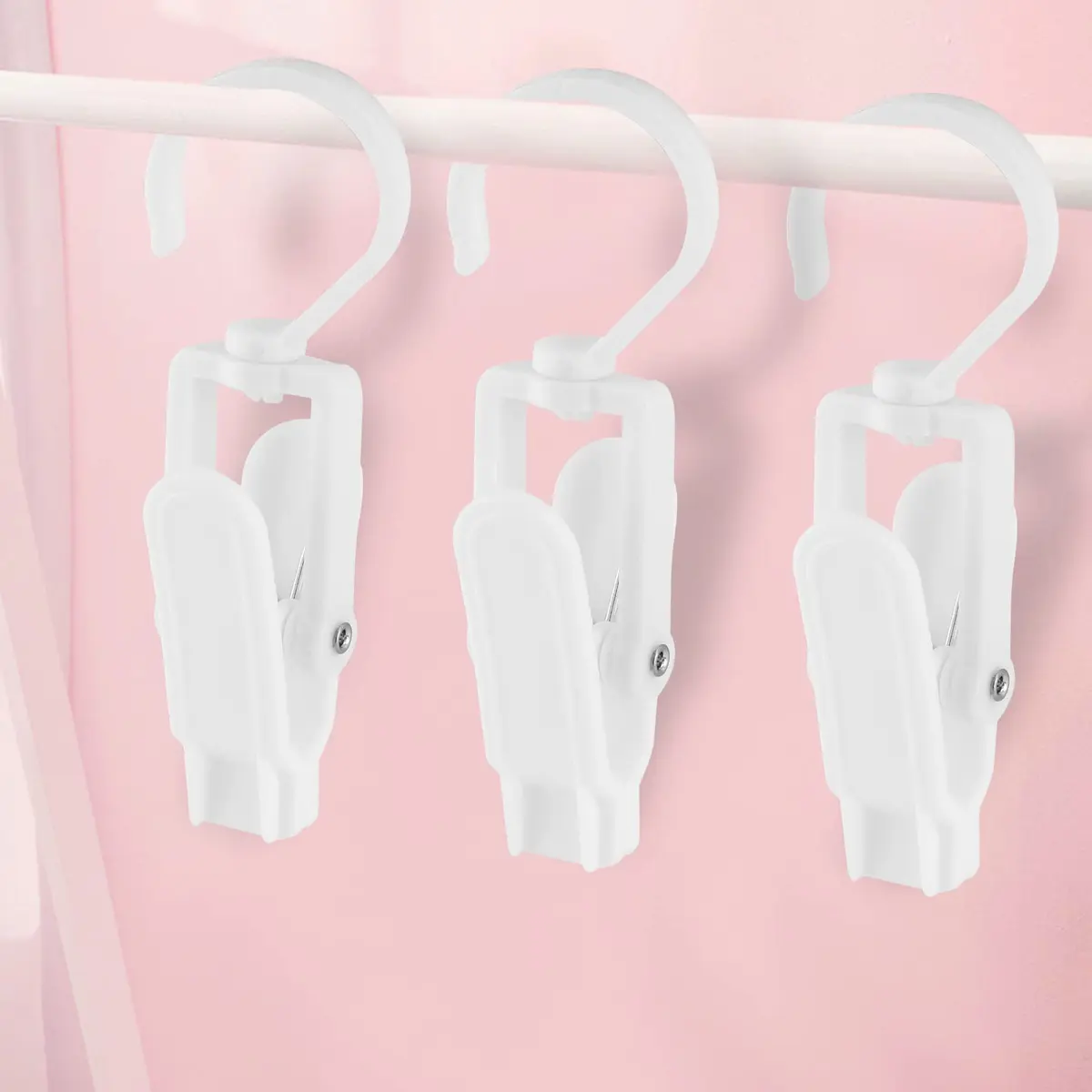 Jiozermi 10 PCS Laundry Hooks Clip | Plastic Clothes Pins, White, 4.13" - view 2