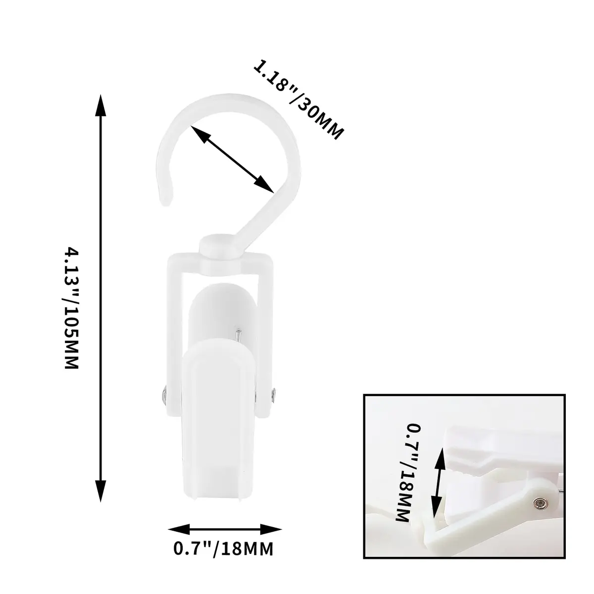 Jiozermi 10 PCS Laundry Hooks Clip | Plastic Clothes Pins, White, 4.13" - view 3