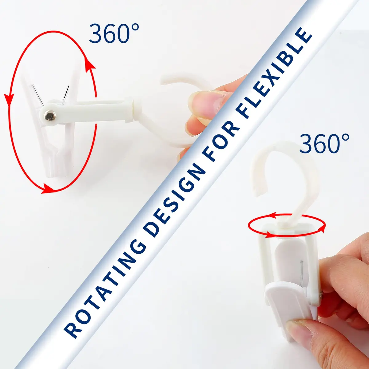Jiozermi 10 PCS Laundry Hooks Clip | Plastic Clothes Pins, White, 4.13" - view 4