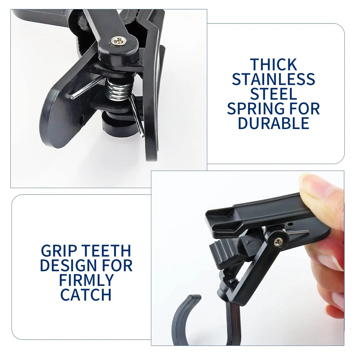 Jiozermi 10 PCS Laundry Hooks Clip | Plastic Clothes Pins, Black, 4.13" (105mm) | 360° Rotating & Super Strong Grip - view 5