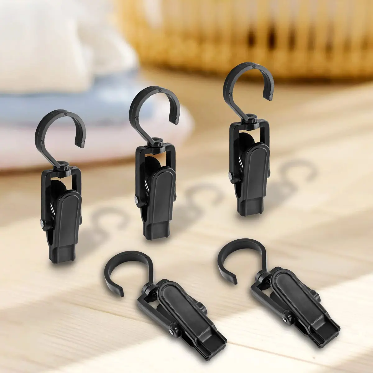 Jiozermi 10 PCS Laundry Hooks Clip | Plastic Clothes Pins, Black, 4.13" (105mm) | 360° Rotating & Super Strong Grip - view 6