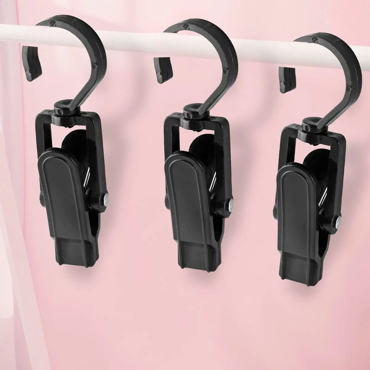 Jiozermi 10 PCS Laundry Hooks Clip | Plastic Clothes Pins, Black, 4.13" (105mm) | 360° Rotating & Super Strong Grip - view 2
