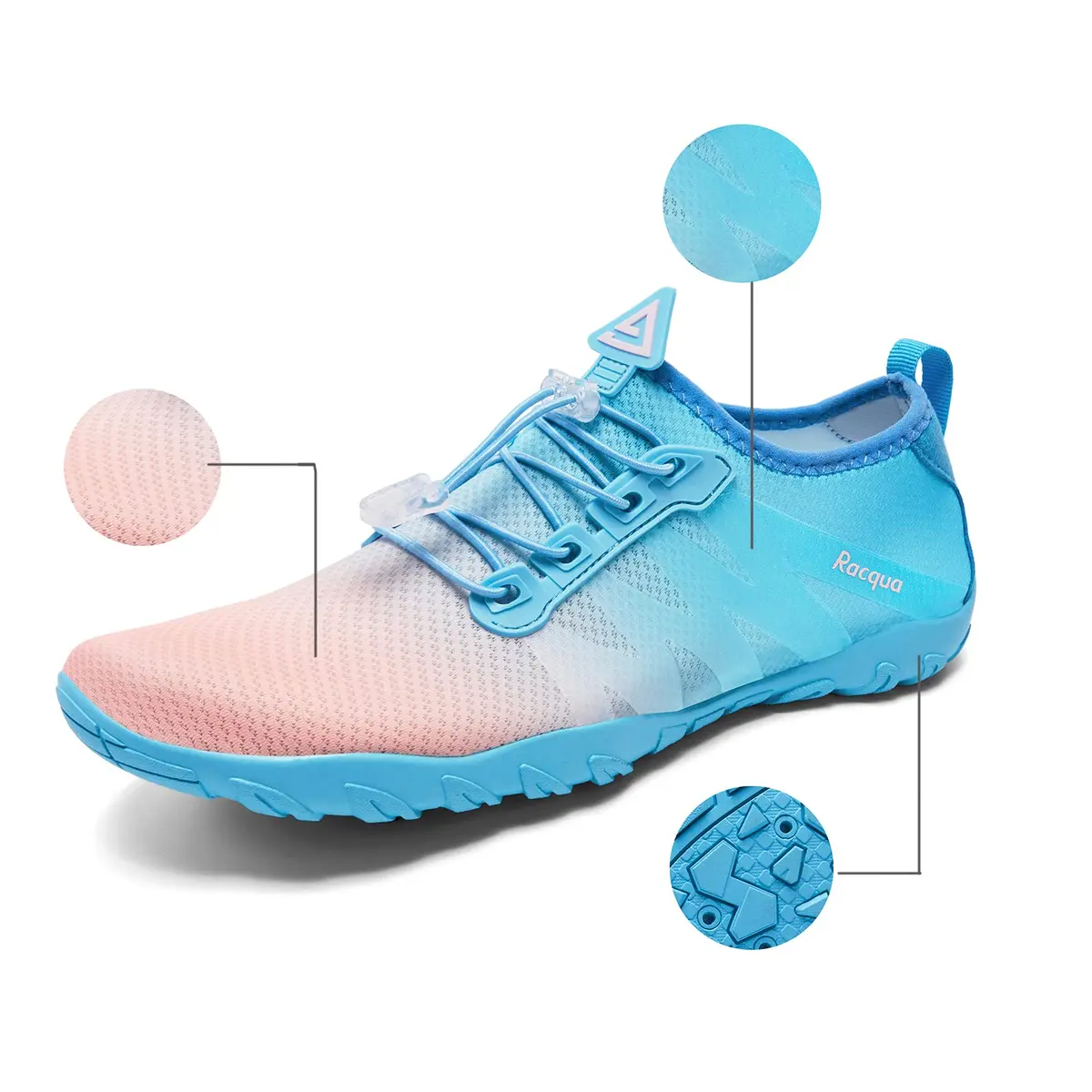 Racqua Water Swim Shoes for Women Gradient Pink/Blue 11 W/10 M | Quick Dry Breathable Aqua Shoes - view 3