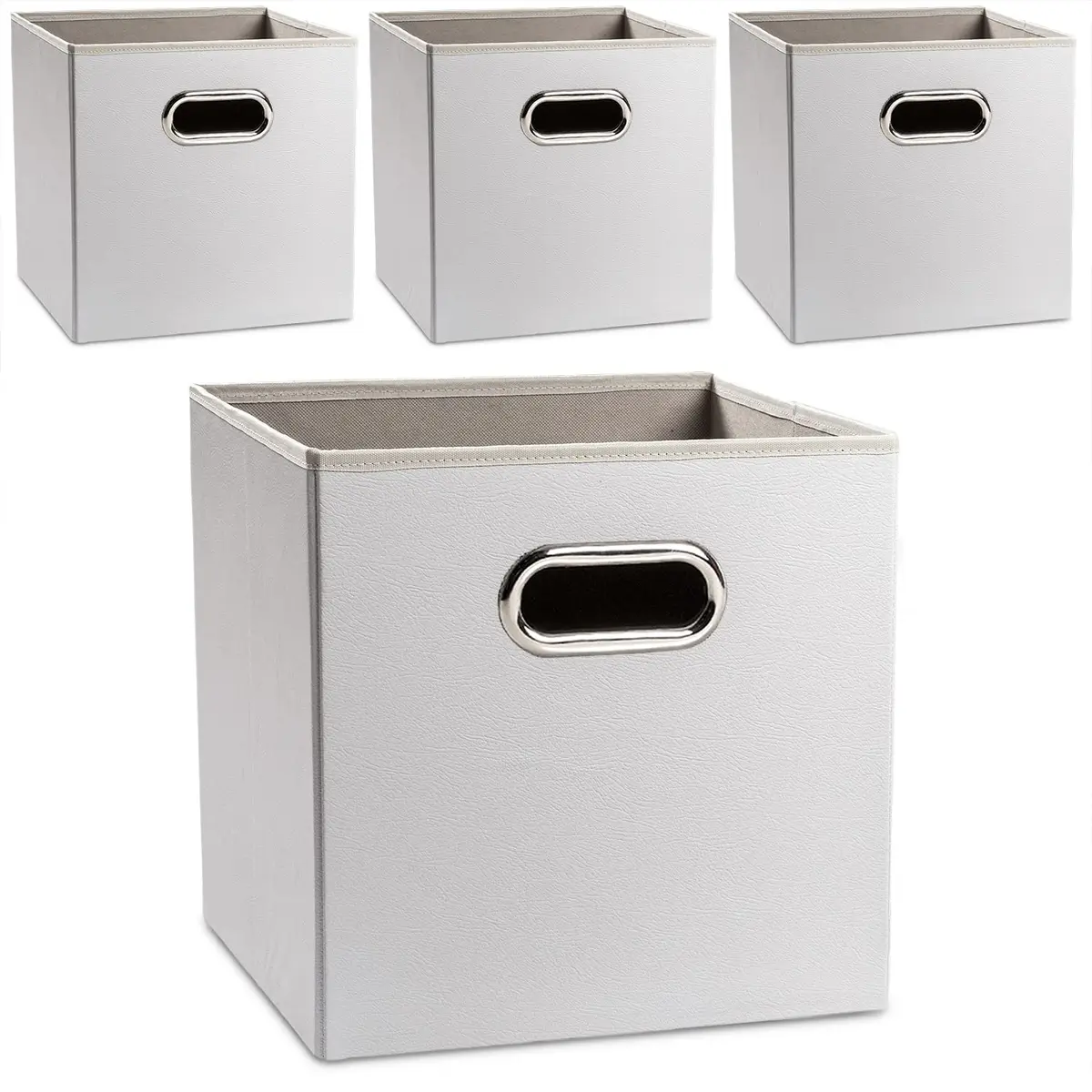 PRANDOM Leather Foldable Cube Storage Bins 11x11 inch | Space-Saving Organizer for Shelves & Closet (28cm x 28cm x 28cm) - main product image