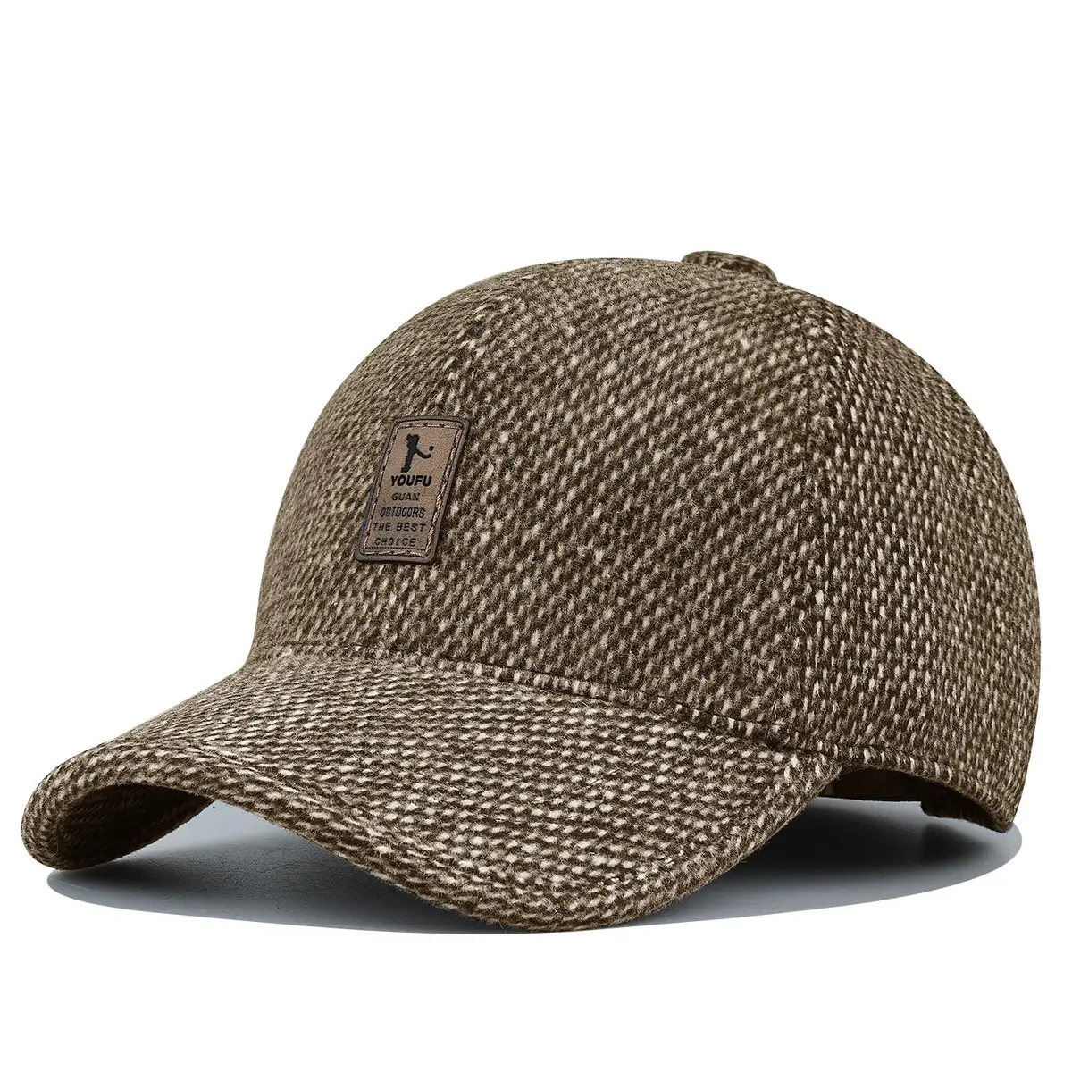 CLAPE Winter Baseball Cap with Folding Earmuffs | Soft Cotton, Unisex, One Size, Coffee - main product image