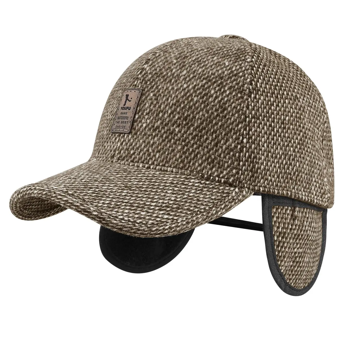 CLAPE Winter Baseball Cap with Folding Earmuffs | Soft Cotton, Unisex, One Size, Coffee - view 2