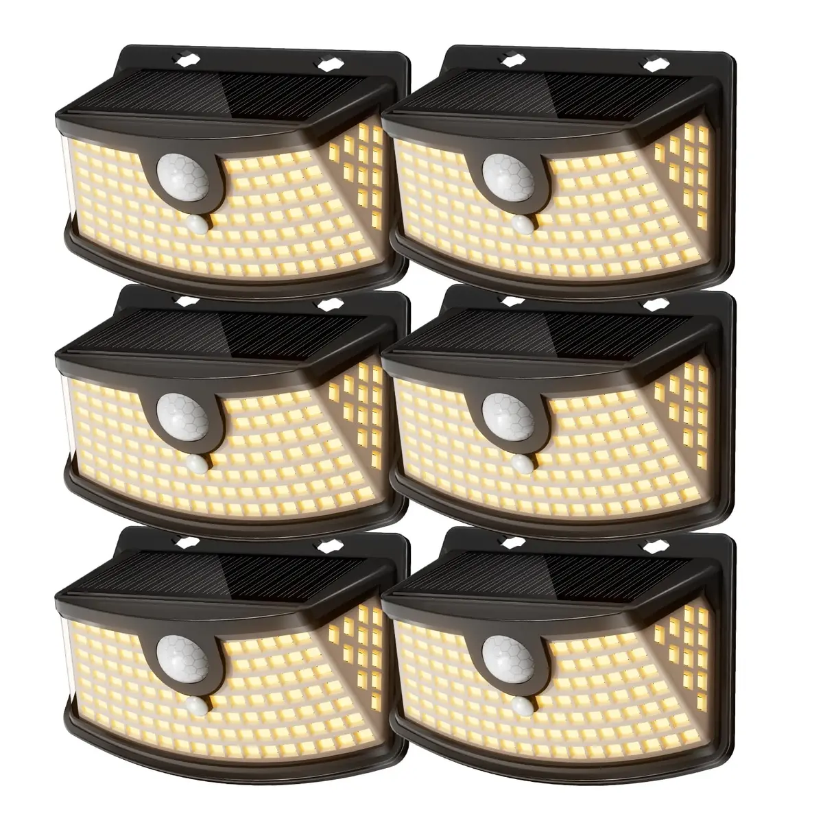 Aootek Solar Motion Sensor Lights Outdoor 120 LEDs | Waterproof, 6 Pack, Black - main product image
