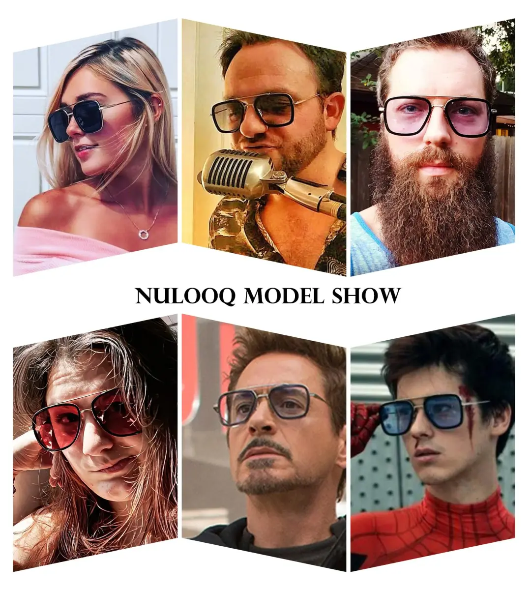 NULOOQ Tony Stark Spider-Man Themed Polarized Aviator Sunglasses - Silver/Blue Gradient Lens - view 3