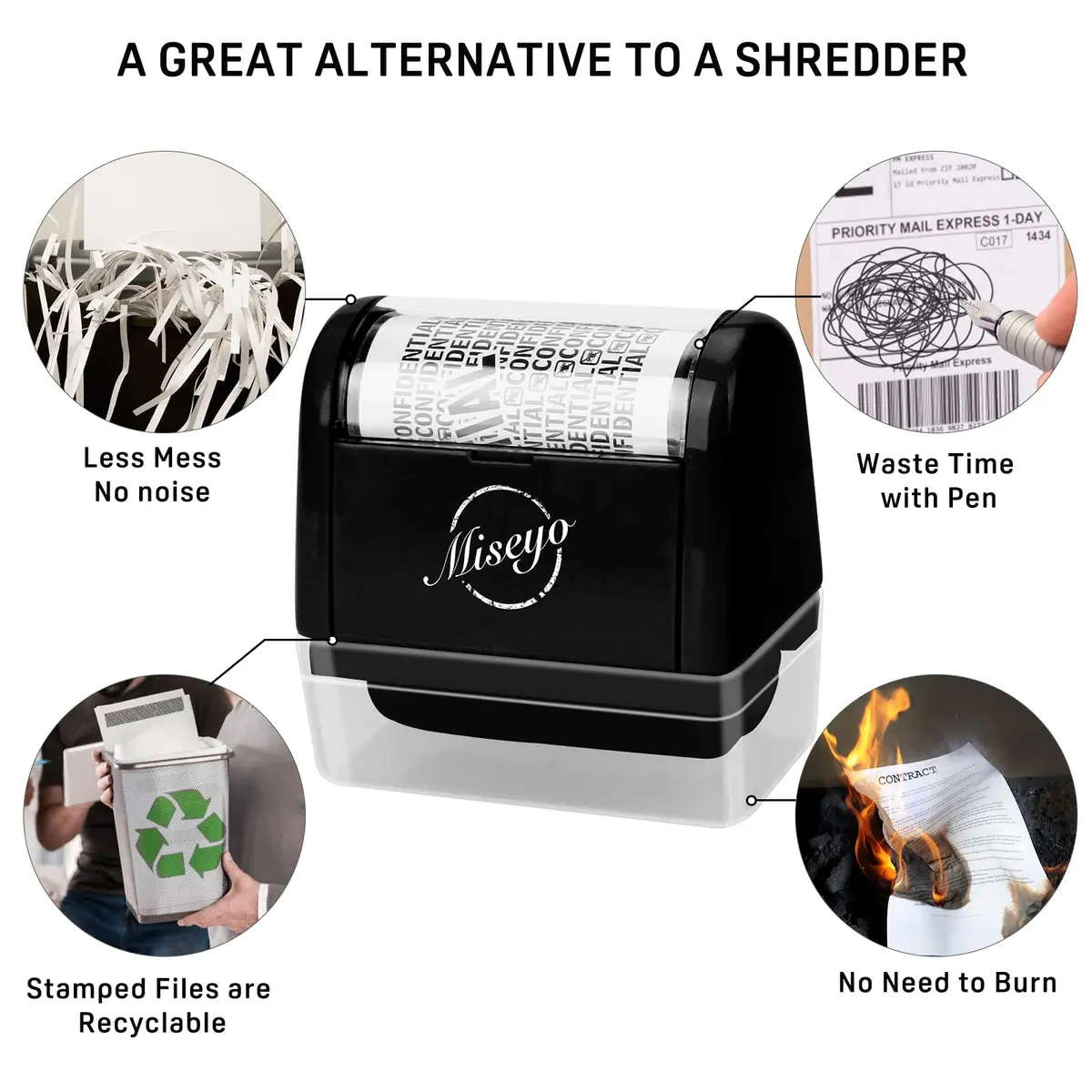 Miseyo Wide Roller Stamp Identity Theft Stamp 1.5 Inch | Privacy & Confidentiality - view 5