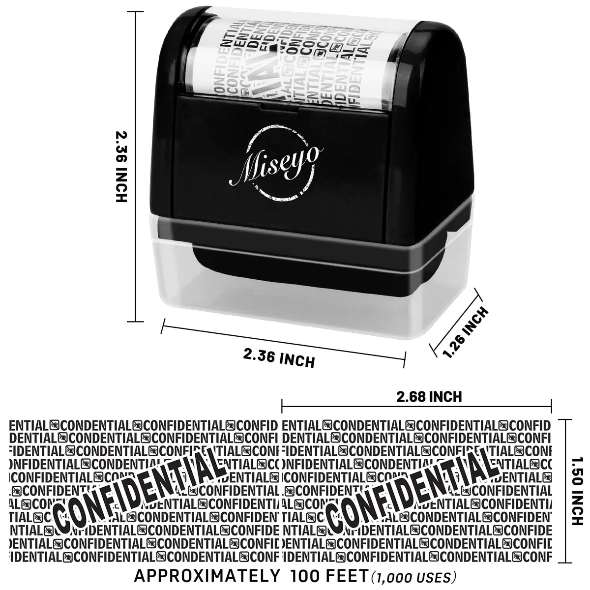 Miseyo Wide Roller Stamp Identity Theft Stamp 1.5 Inch | Privacy & Confidentiality - view 2