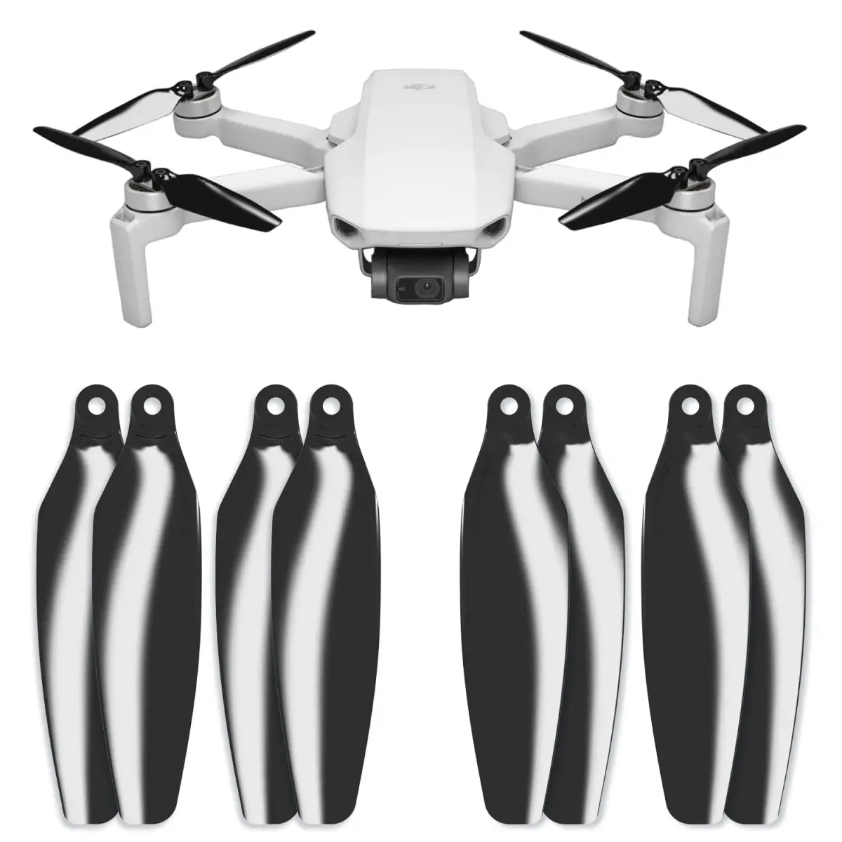 Master Airscrew Stealth Propellers for DJI Mini 2/SE/4K - Black, 4 Propellers (8 Blades) | Low-Noise Operation & Longer Flight Time - main product image