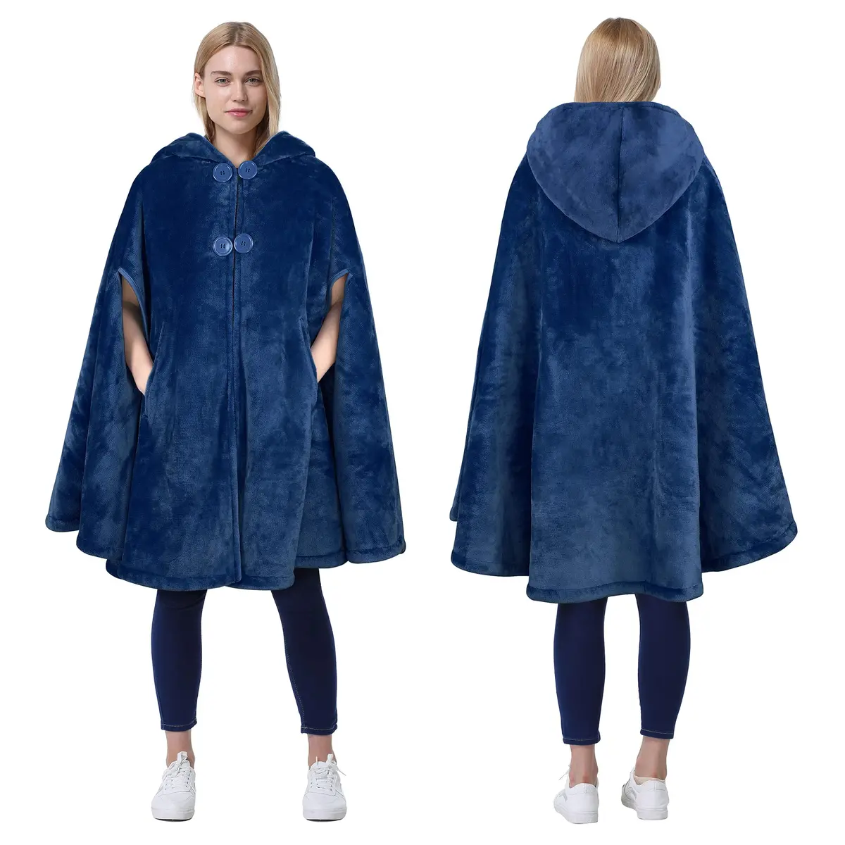 Catalonia Women's Hooded Poncho Cape, Oversized Sherpa Fleece Cloak Coat | Versatile Winter Wear for Adults & Teens - main product image