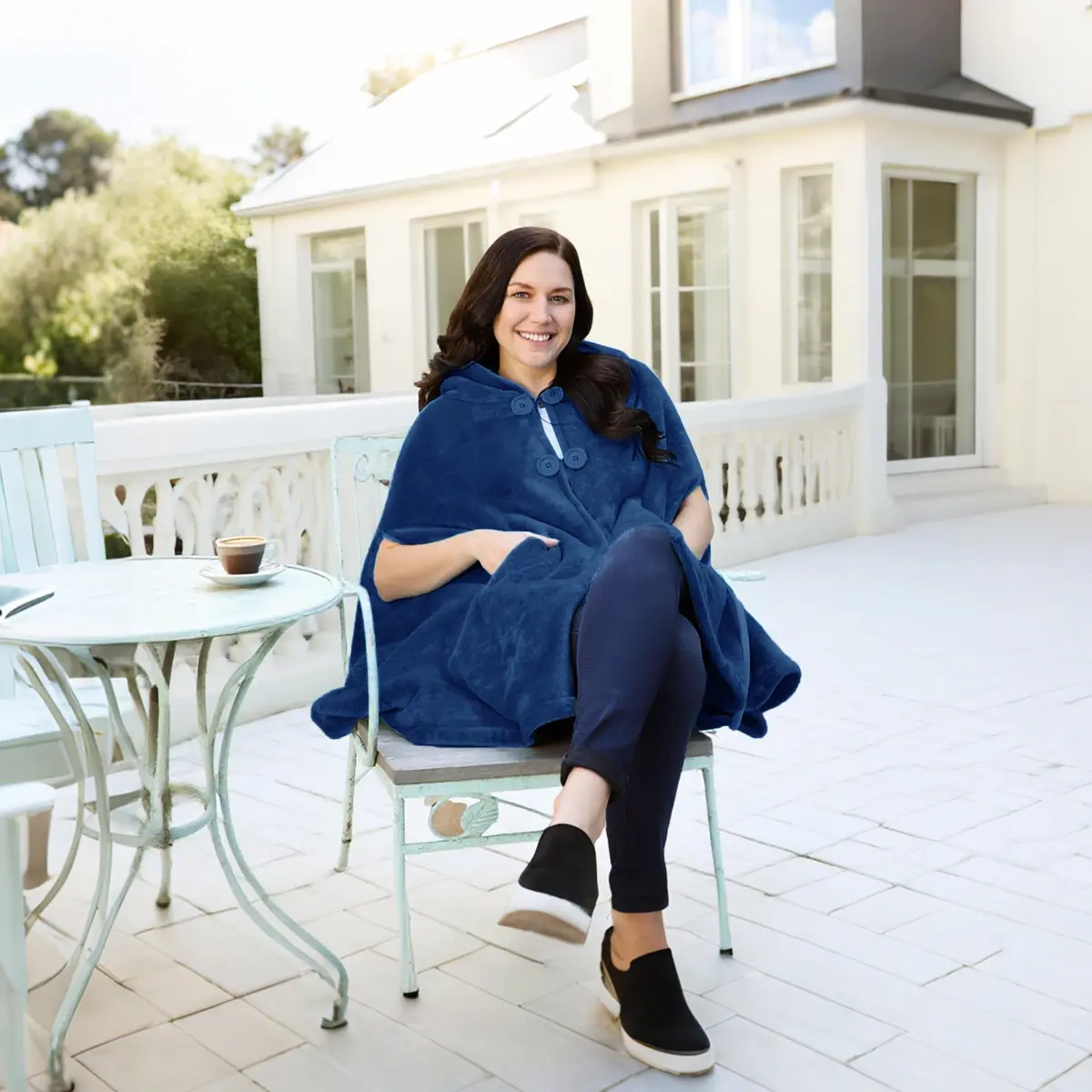 Catalonia Women's Hooded Poncho Cape, Oversized Sherpa Fleece Cloak Coat | Versatile Winter Wear for Adults & Teens - view 2