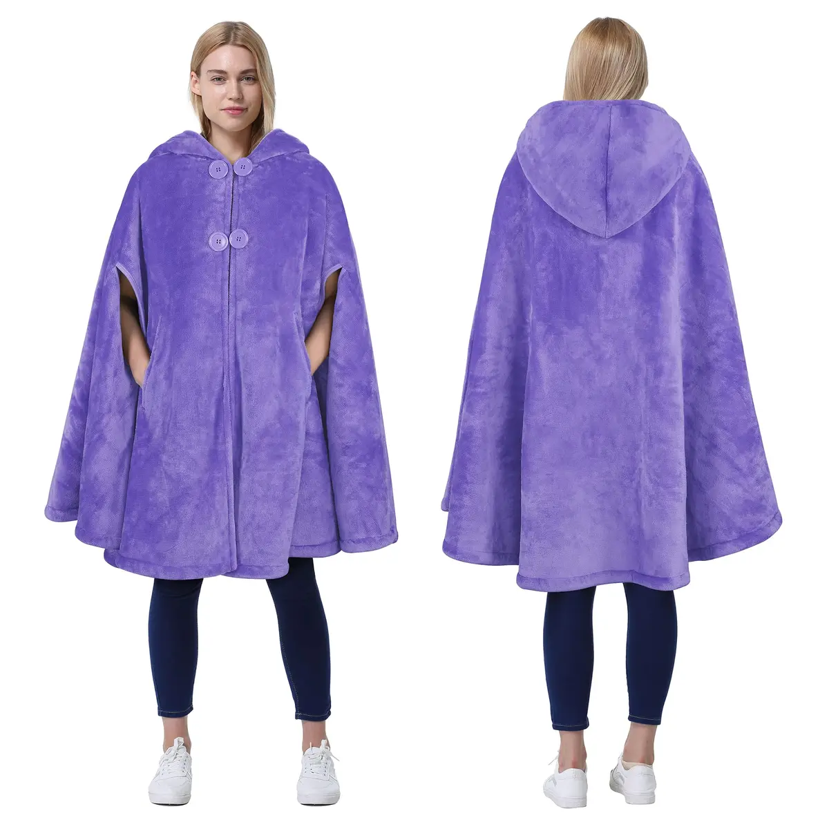 Catalonia Women's Hooded Poncho Cape, Oversized Sherpa Fleece Cloak Coat | Versatile Winter Wear - main product image