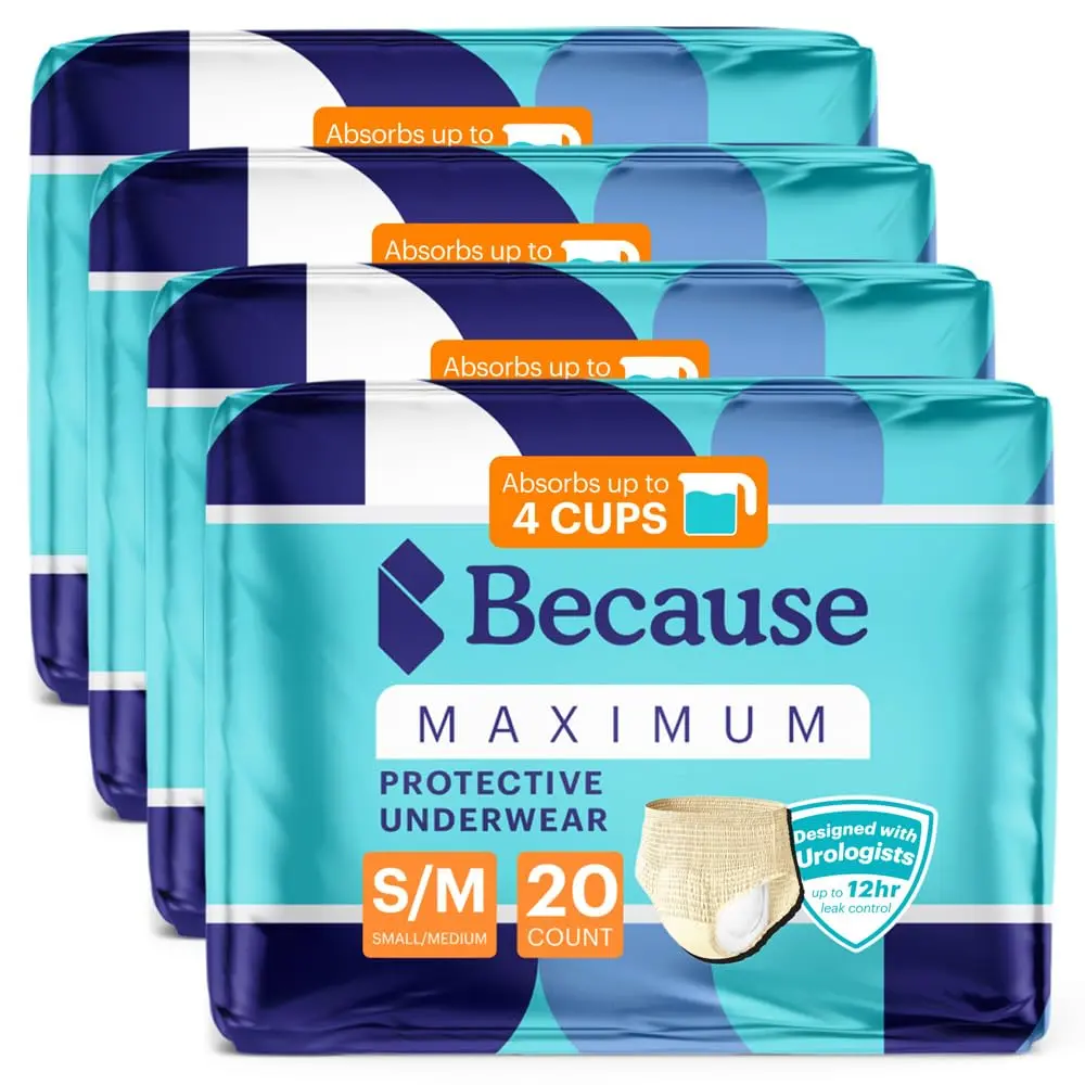 Because Premium Maximum Plus Adult Incontinence Underwear for Women | Heavy Absorbency, Discreet Fit, 80 Count - main product image