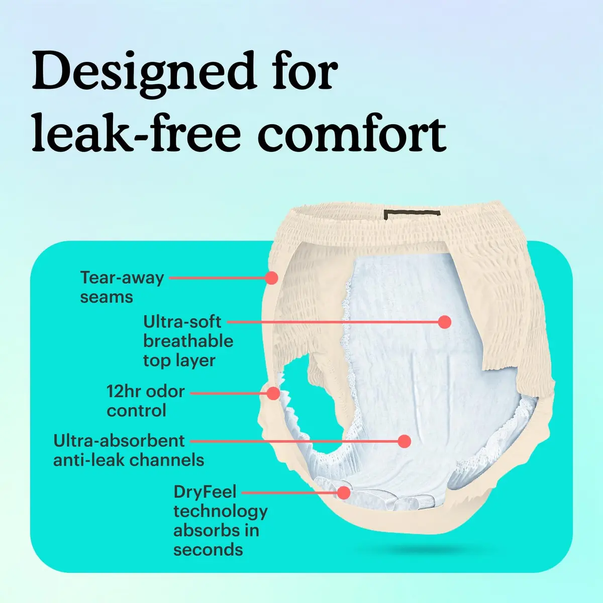 Because Premium Maximum Plus Adult Incontinence Underwear for Women | Heavy Absorbency, Discreet Fit, 80 Count - view 4