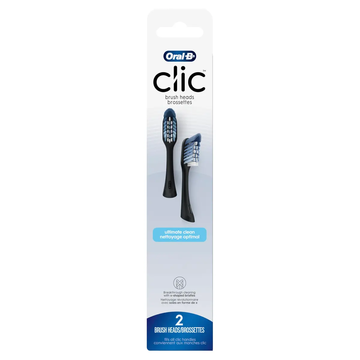 Oral-B Clic Black Toothbrush Replacement Heads, 2 Count (Pack of 2) | Dermatologist Tested - main product image