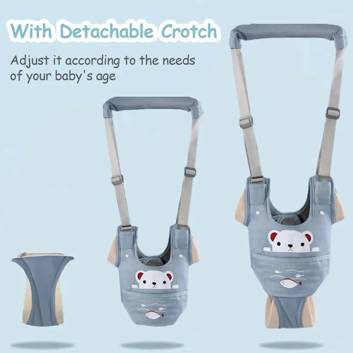 Ocanoiy Baby Walking Harness Handheld Baby Walker Assistant Belt Blue | Adjustable Cotton Mesh for 9-24 Month Toddlers - view 4