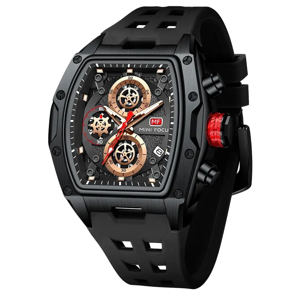AIMES Men's Black Tonneau Watch 41.8mm | Luxury Skeleton Dial Quartz - main product image