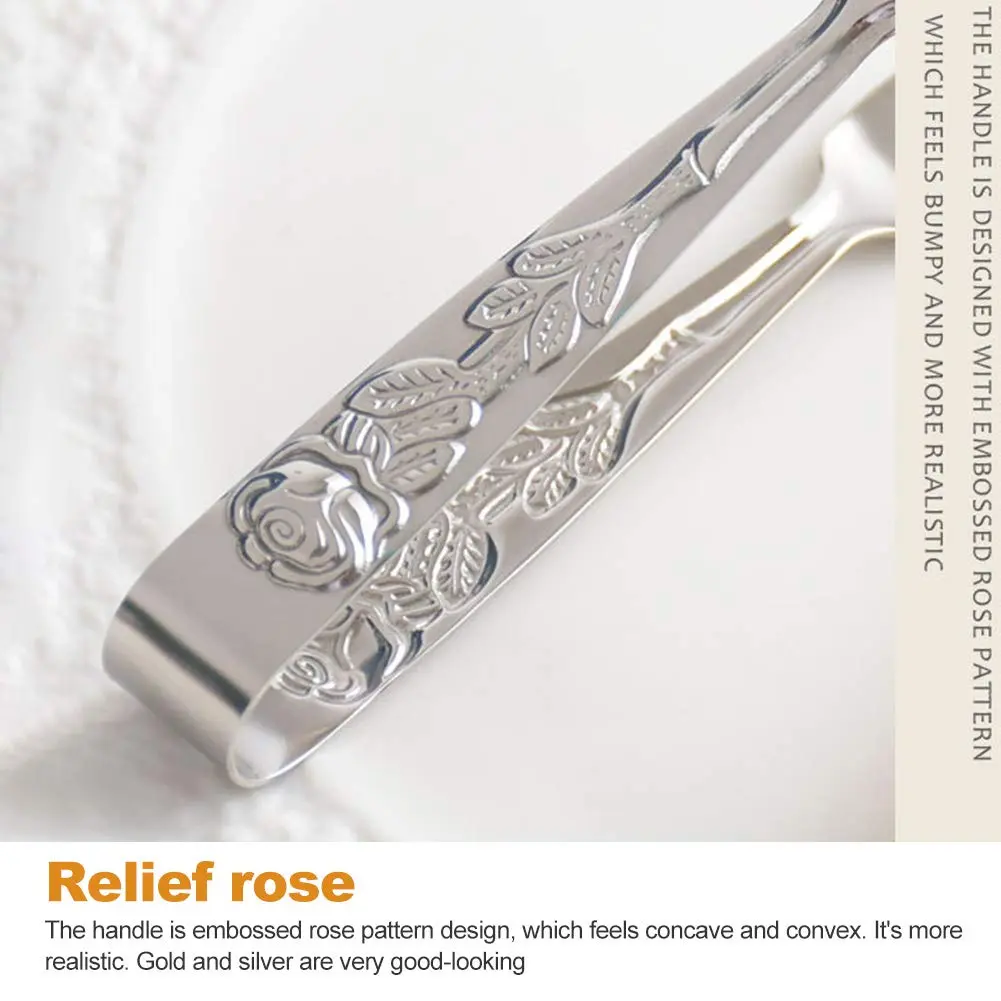 Saycker Mini Serving Tongs 10.5cm Rose Pattern Stainless Steel for Sugar & Appetizers - view 7