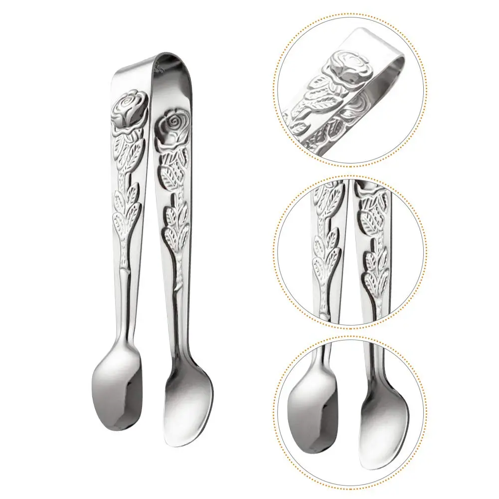 Saycker Mini Serving Tongs 10.5cm Rose Pattern Stainless Steel for Sugar & Appetizers - view 2