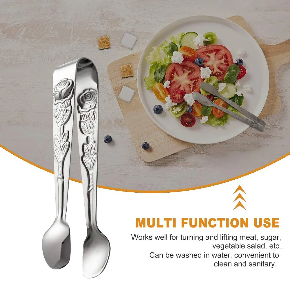 Saycker Mini Serving Tongs 10.5cm Rose Pattern Stainless Steel for Sugar & Appetizers - view 3