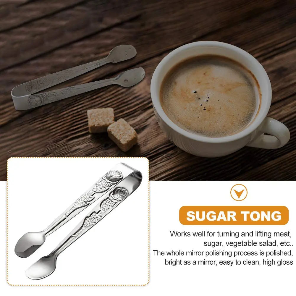 Saycker Mini Serving Tongs 10.5cm Rose Pattern Stainless Steel for Sugar & Appetizers - view 4