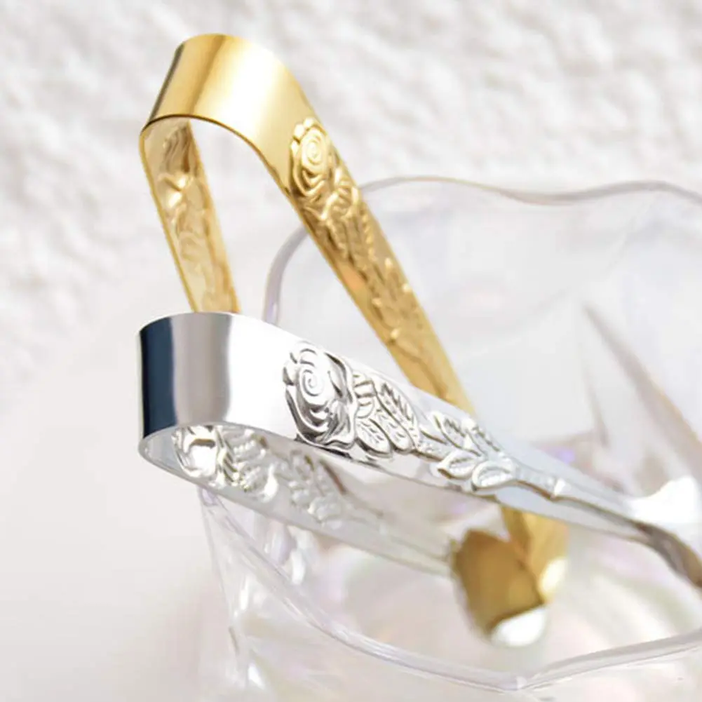 Saycker Mini Serving Tongs 4Inch Rose Pattern Stainless Steel Gold | Small Ice & Sugar Cube Tongs - view 4
